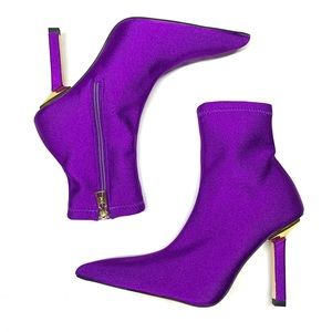 Good American Pointed Toe Purple Ankle Boot